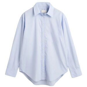 SPANX • Women’s Sky Blue Relaxed Fit Poplin Long Sleeve Button Up Shirt